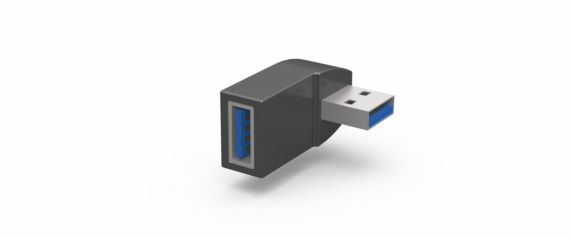 USB 3.0 Adapter male-female angled 90° horizontal